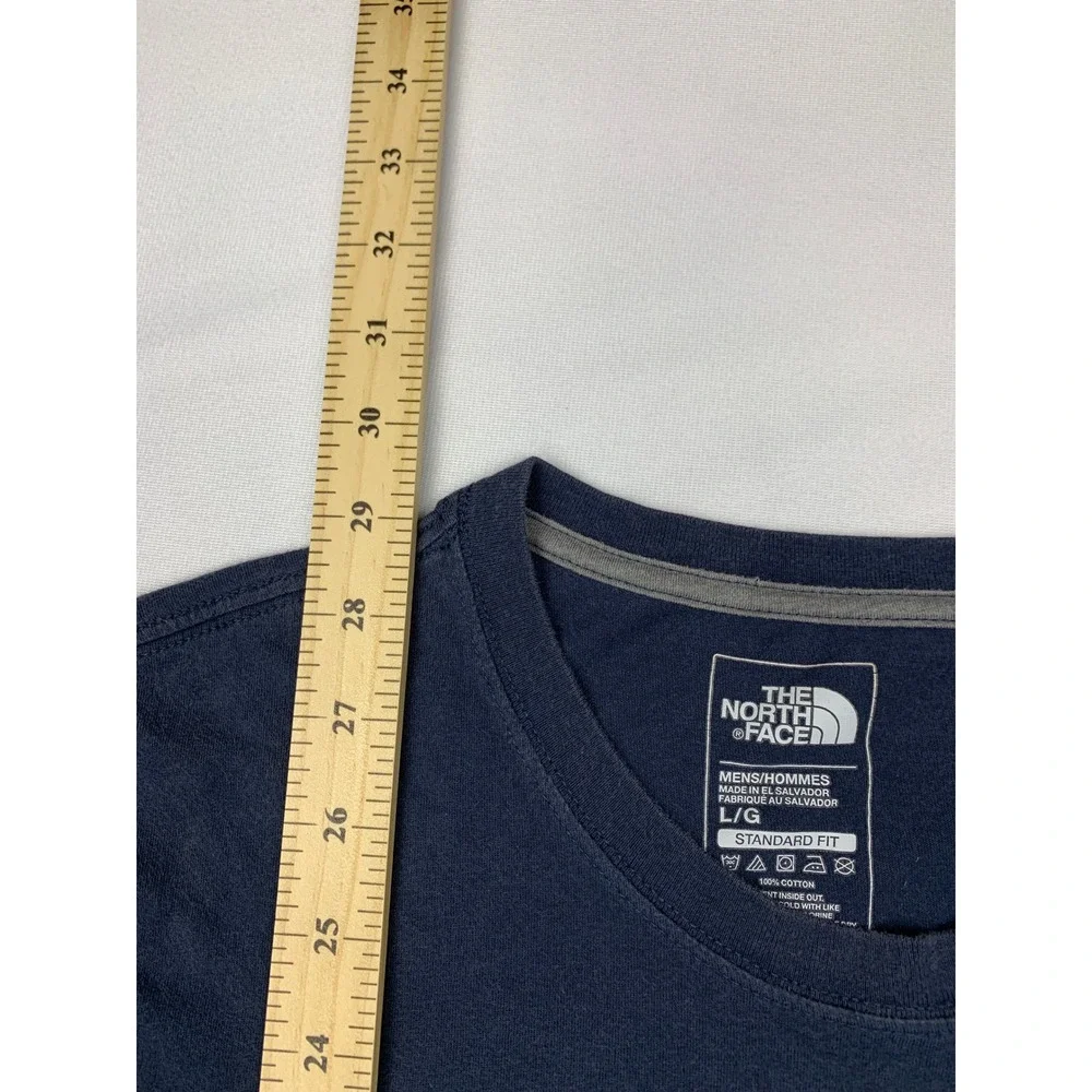 The North Face Shirt Mens Large Blue Sleeve‎ Graphic Logo Cotton Long Sleeve Tee